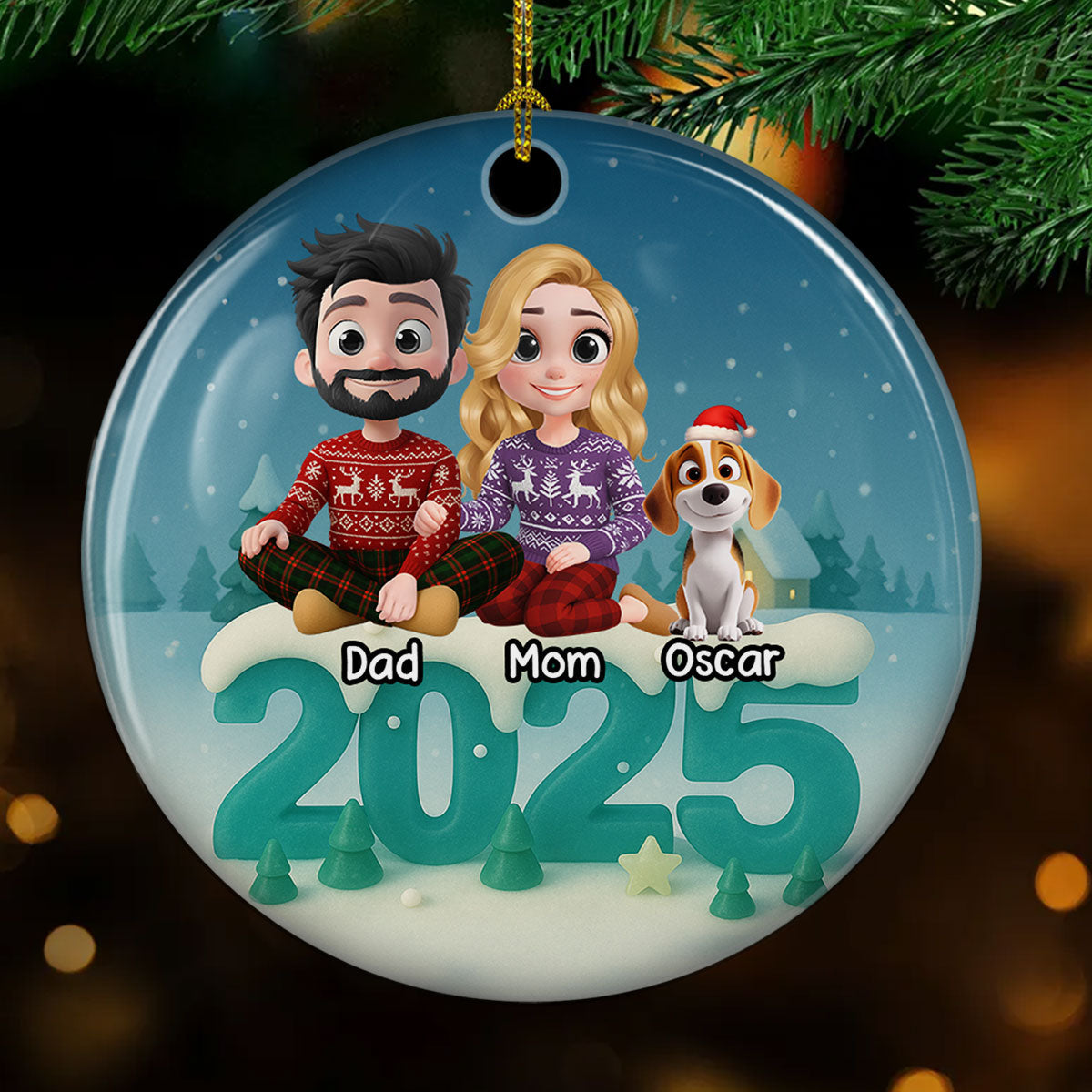 Custom Family Ornament, Christmas Gift for Family Members •  See Through You - Personalized 3D Effect Ceramic Ornament