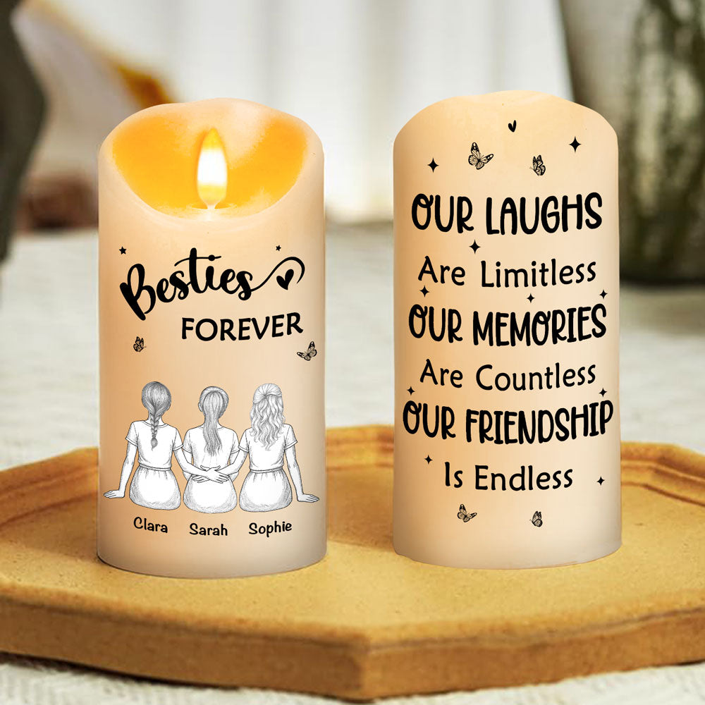 Our Friendship Is Endless Blue Toile - Personalized LED Candle