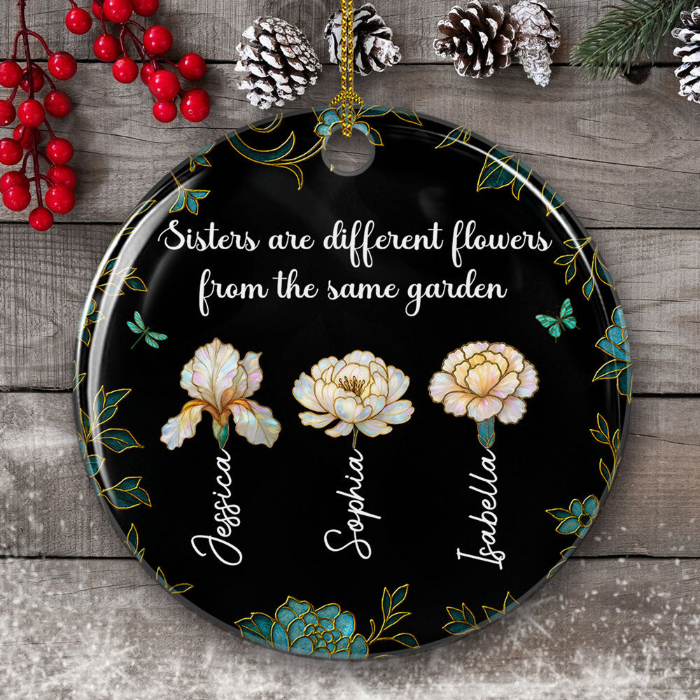 Custom Sister Christmas Ornament •  Merry With Sisters - Personalized Ceramic Ornament