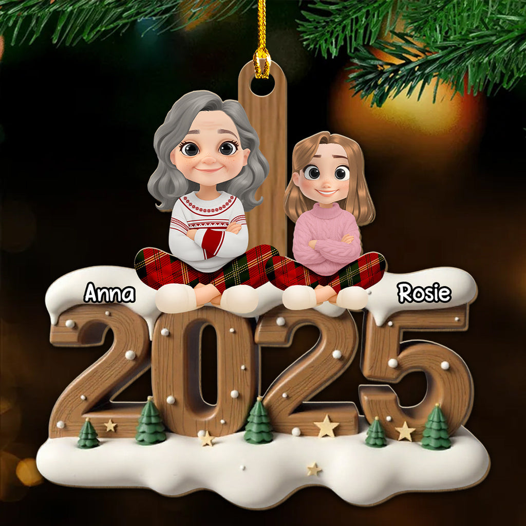 Custom Family Ornament, Christmas Gift for Family Members •  Your Grandma This Year Onwards - Personalized 3D Effect Wood Ornament