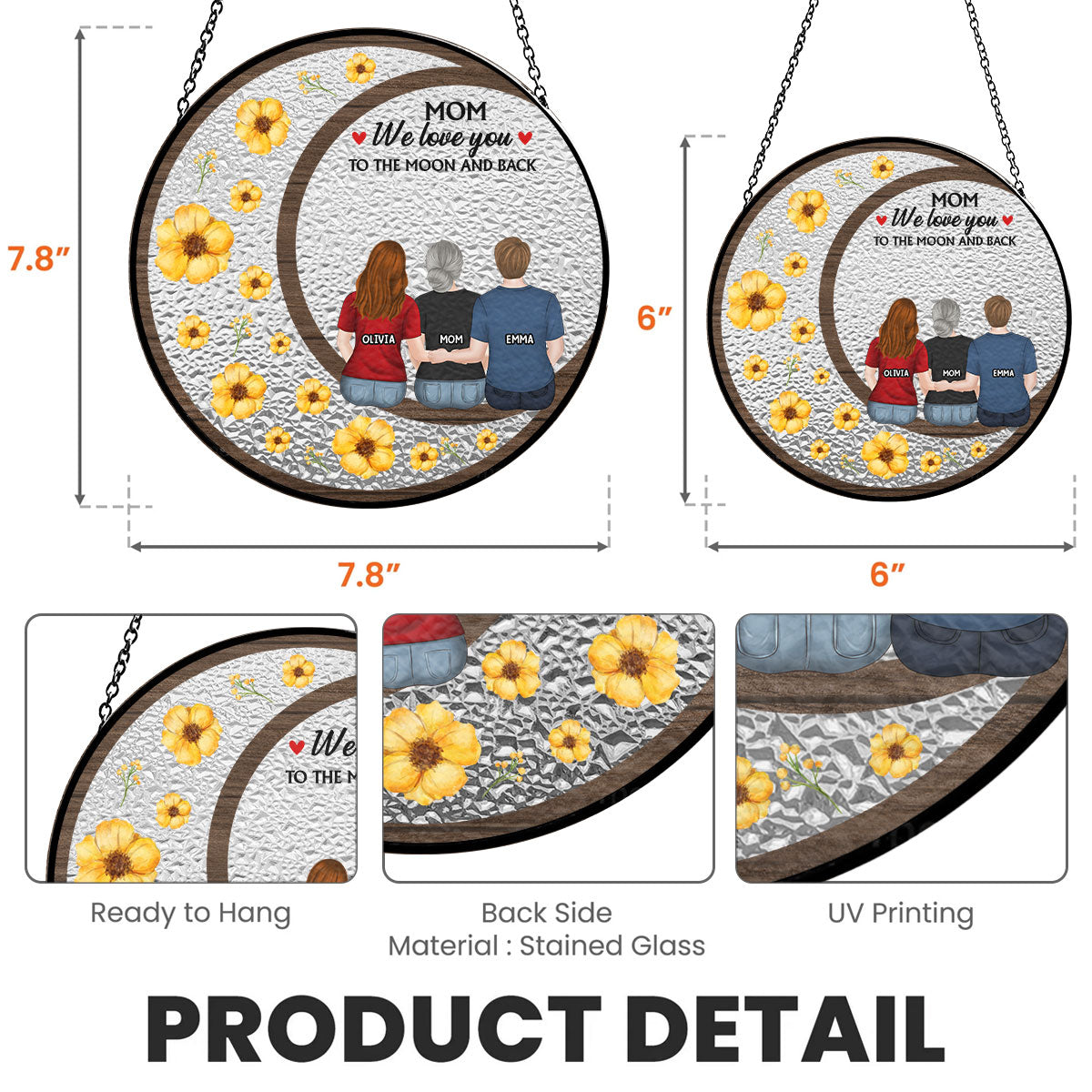 Custom Hanging Decor for Mom Daughter, Mother's Day Birthday Gifts • We Love You To The Moon And Back - Personalized Window Hanging Suncatcher