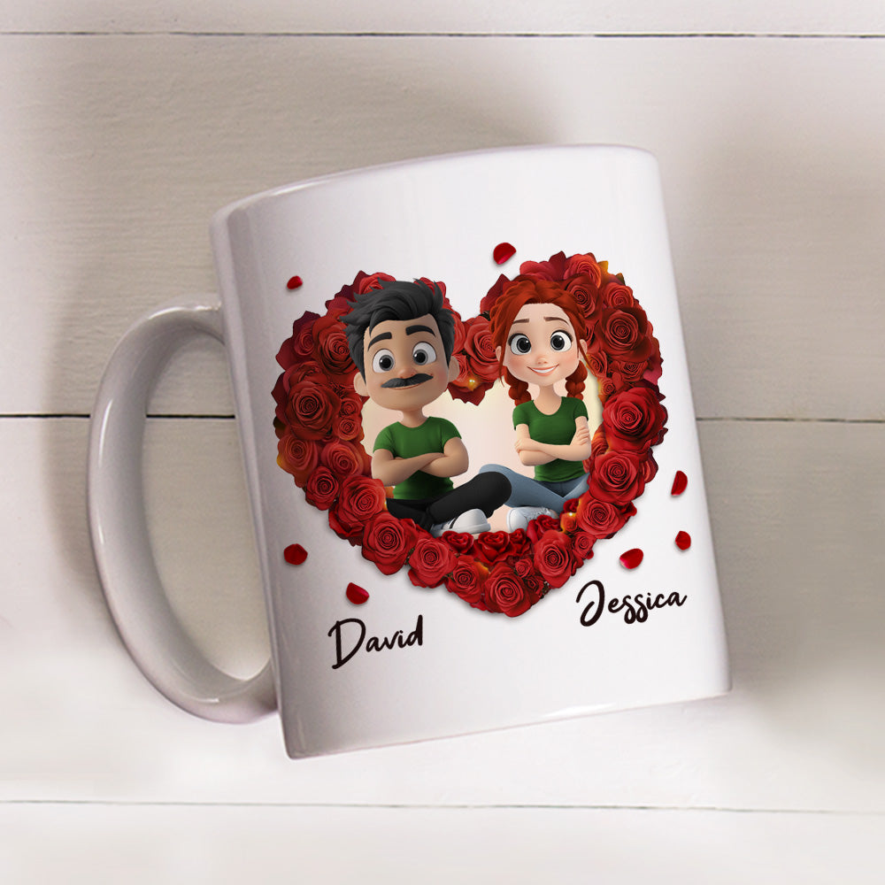 Custom Anniversary Keepsake Gifts For Couple • Romantic Red Rose Couple - Personalized Coffee Mug