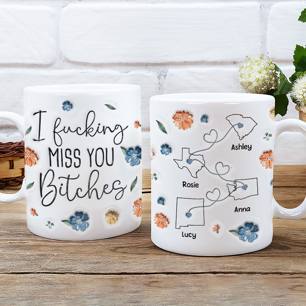 Custom Best Friend, Christmas & Birthday Friendship Keepsake Gift • I Miss You Bestie Version 2 - Personalized 3D Inflated Effect Mug
