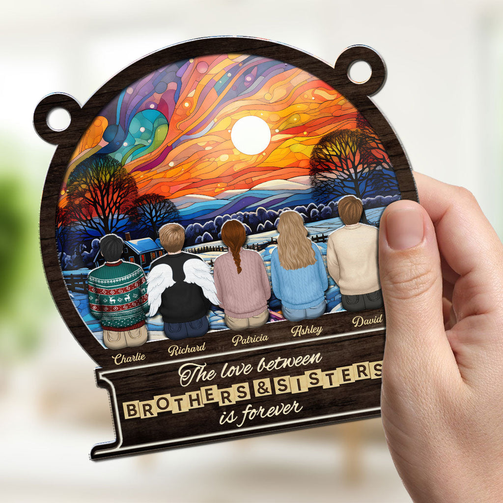 Custom Family Name Hanging Decor, Christmas Birthday Gift •  Brother And Sister Forever - Personalized Suncatcher