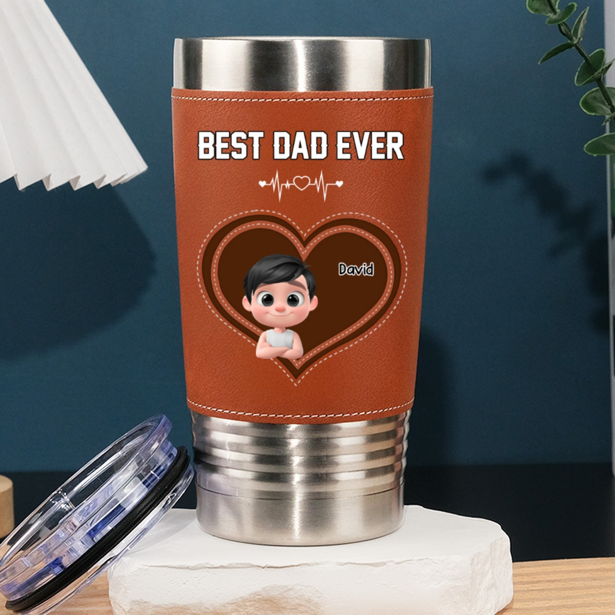 Custom Father's Day Birthday Gifts For Dad • Best Dad - Personalized Leather Tumbler