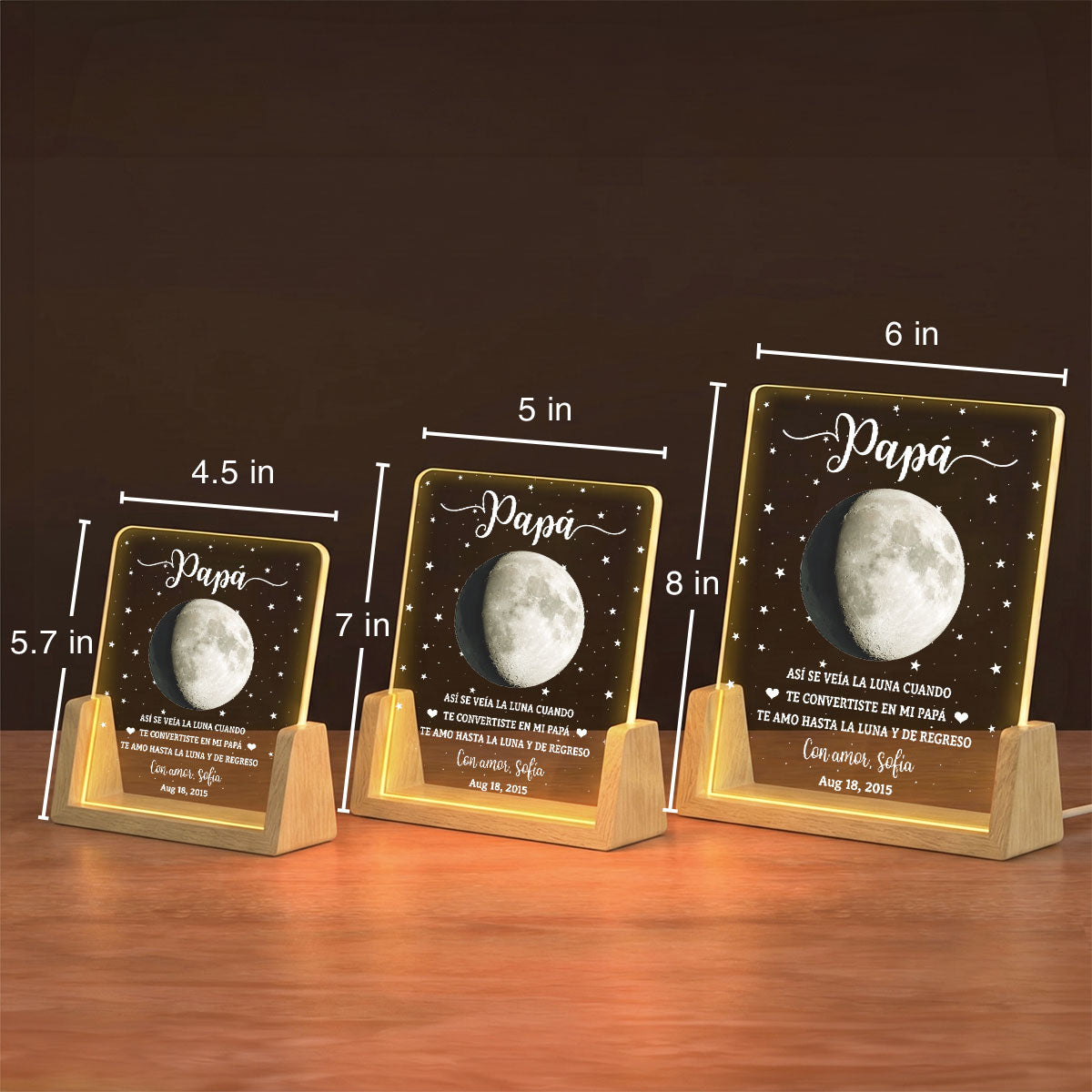 Custom Anniversary, Wedding, Christmas Gift For Husband, Him• Así Se Veía La Luna 2 - Luz nocturna personalizada a medida