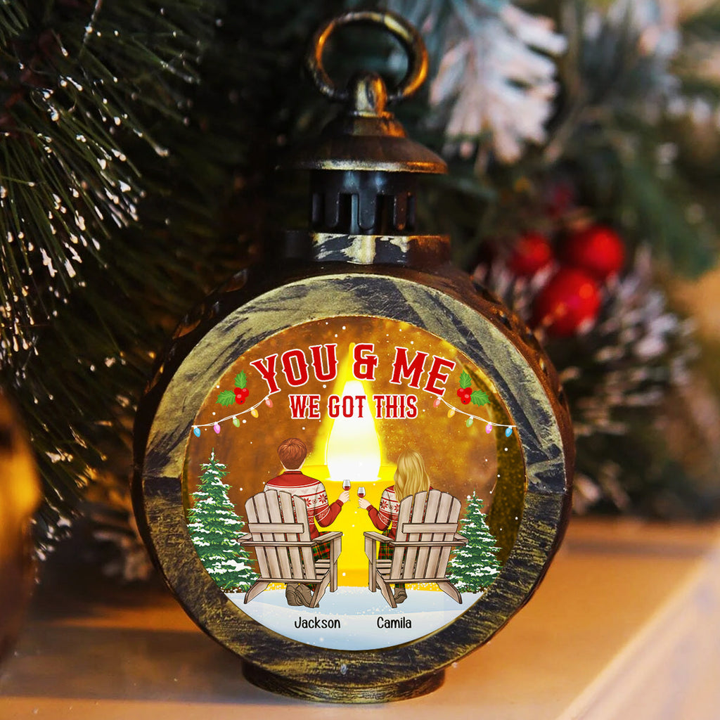 Custom Couple Christmas Anniversary Gifts, Holiday Decor • You And Me - Personalized Christmas Lantern