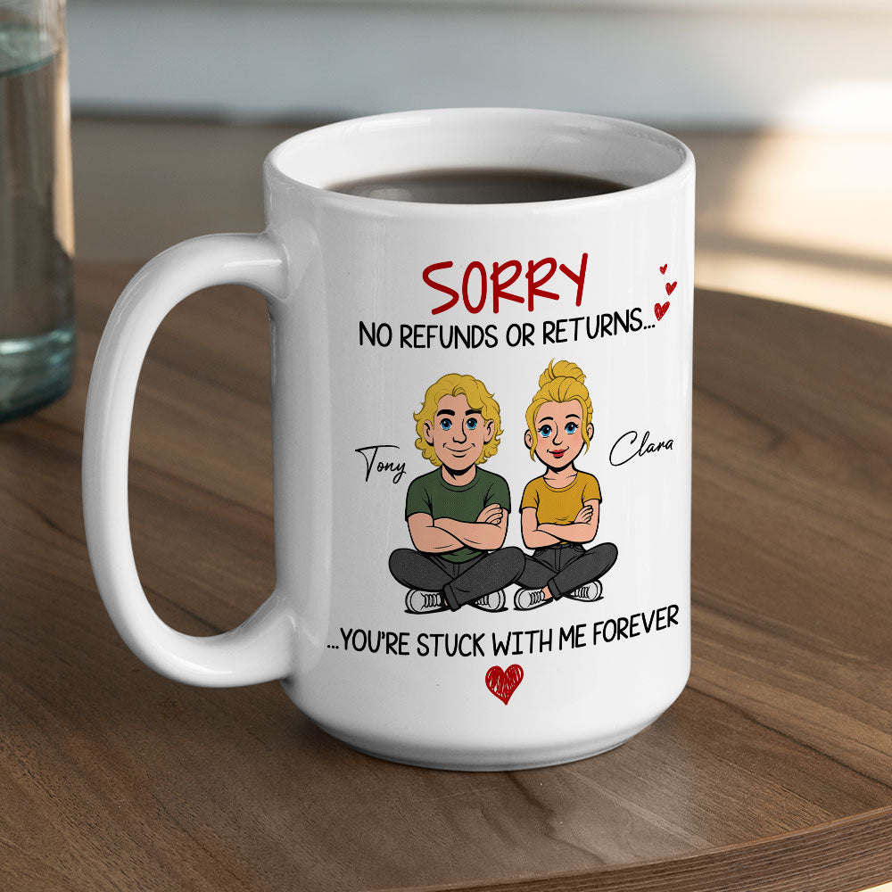 Custom Anniversary Keepsake Gifts For Couple • Retro You Are Stuck With Me Forever - Personalized Coffee Mug