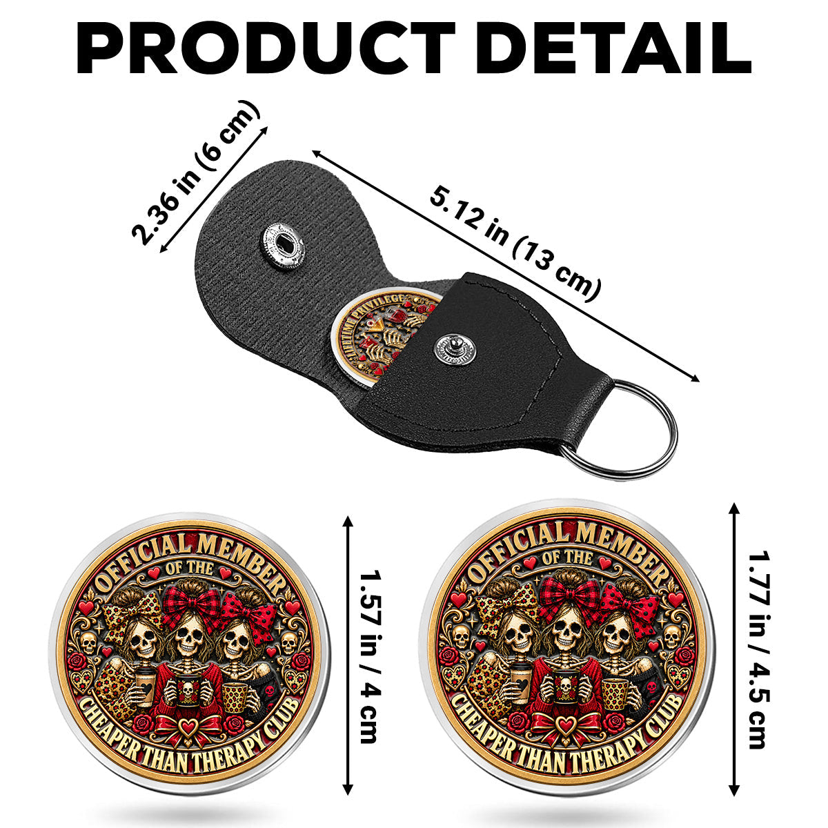Custom Sister Siblings Coin Keychain, Christmas Birthday Gifts • Besties Are Cheaper Than Therapy - Personalized 3D Printing Pocket Hug