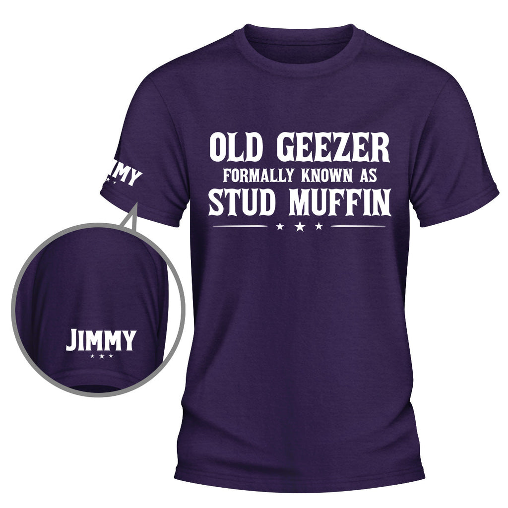 Custom Christmas & Birthday Gift for Dad, Grandpa • Stud Muffin - Personalized Shirt With Design On Sleeve
