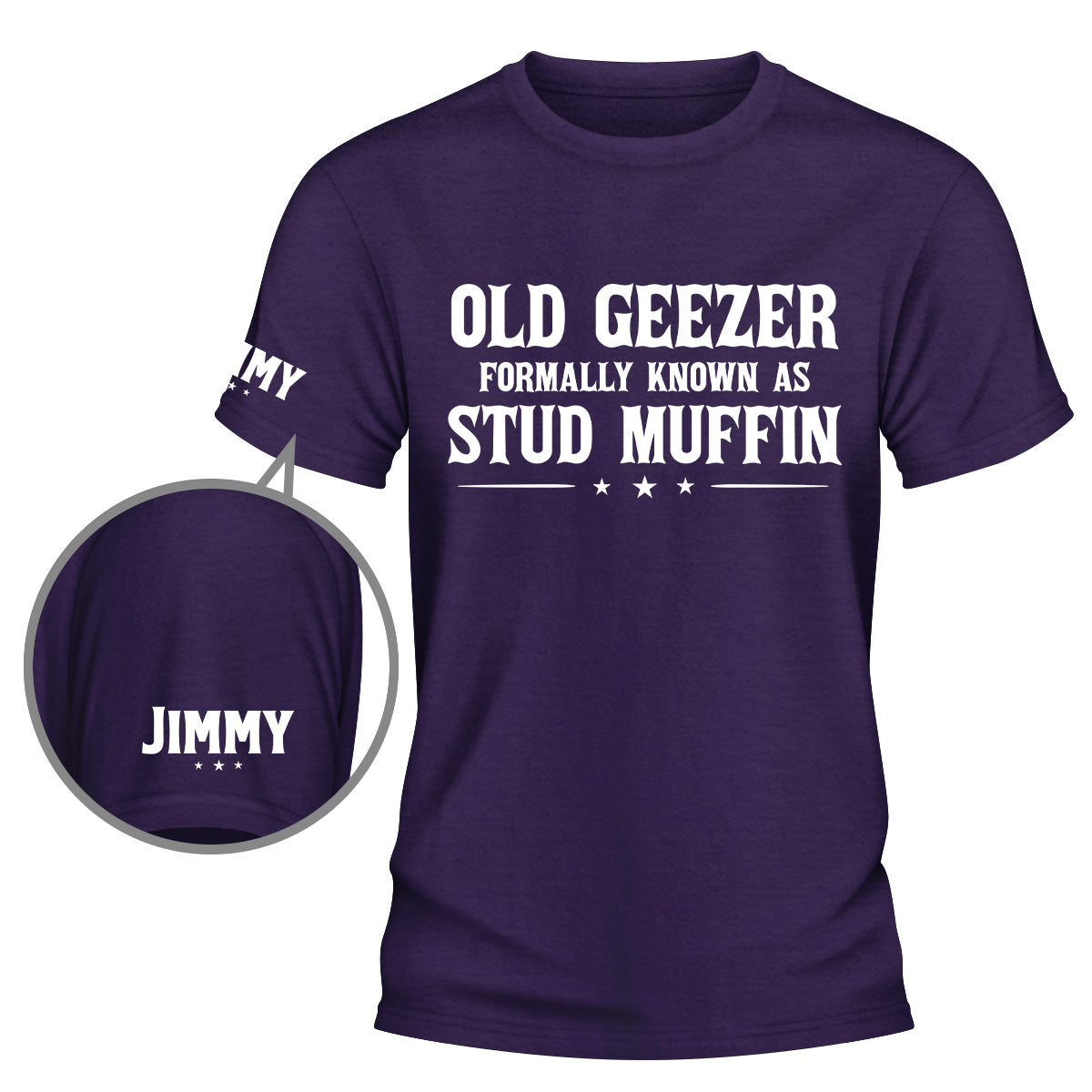 Custom Christmas & Birthday Gift for Dad, Grandpa • Stud Muffin - Personalized Shirt With Design On Sleeve