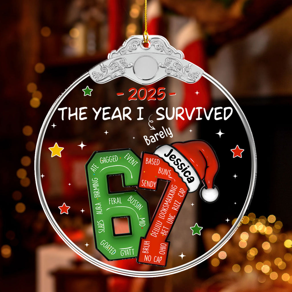 Custom Coworker Christmas Ornament, Team Appreciation Gift •  Coworker Six Seven Slang - Personalized Acrylic Ornament