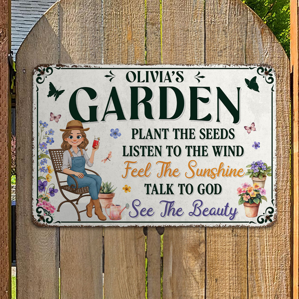 Custom Home Garden Sign, Outdoor Yard & Lawn Decor • Plant The Seeds Garden - Personalized Metal Sign