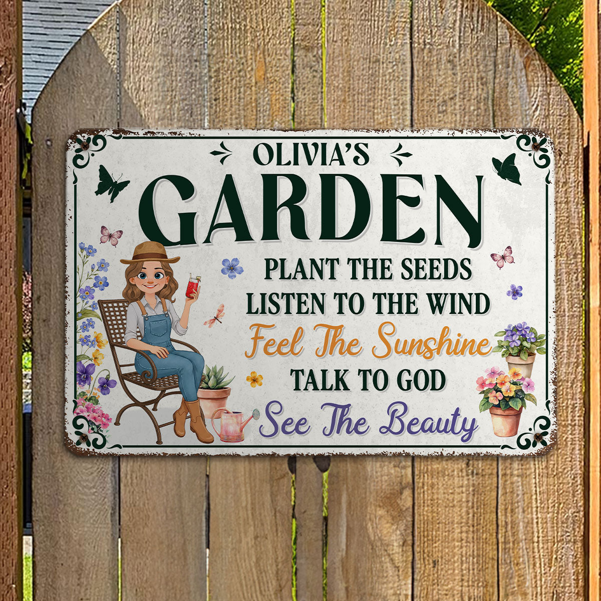Custom Home Garden Sign, Outdoor Yard & Lawn Decor • Plant The Seeds Garden - Personalized Metal Sign