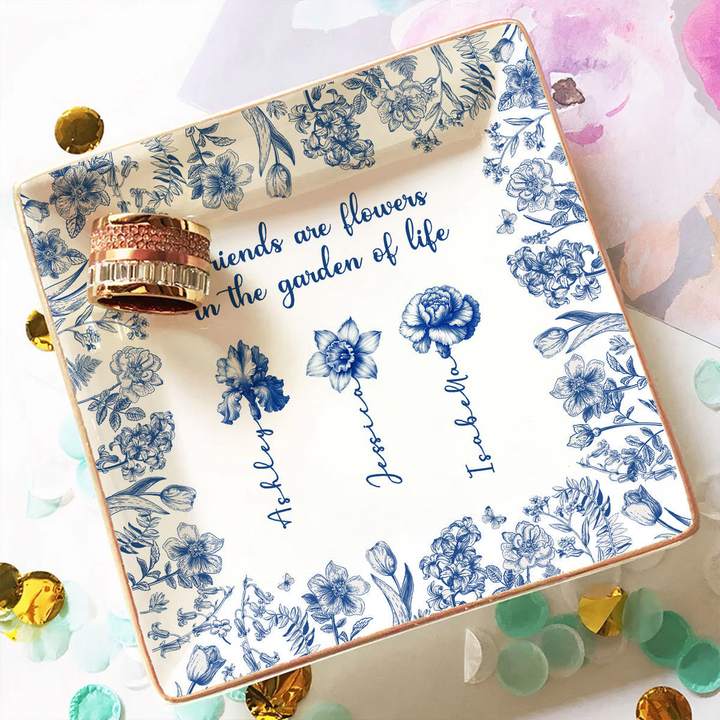 Custom Bestie Trinket Dish, Birthday Christmas Gift For Best Friend • Friends Are Sunshine For Souls - Personalized Jewelry Dish
