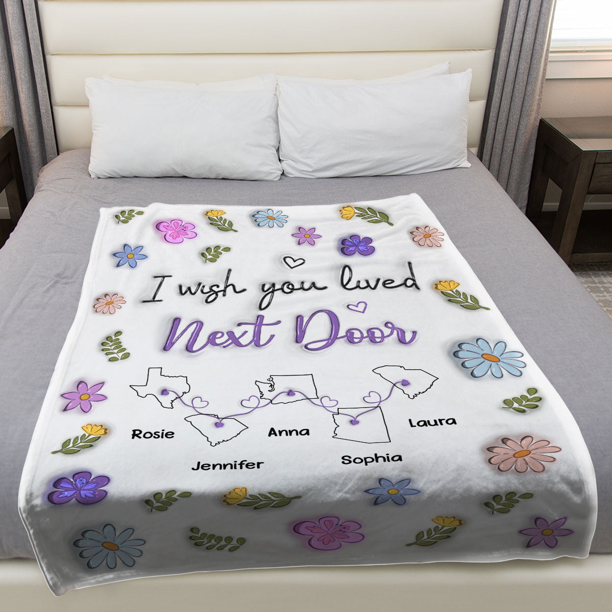 I Wish We Lived Closer - Personalized Fleece Blanket