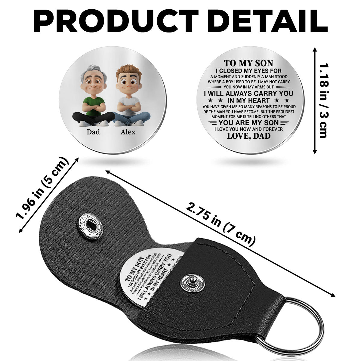 Custom Coin Keychain for Son, Father's Day Birthday Gifts • Always Proud To Call You Son - Personalized Pocket Hug
