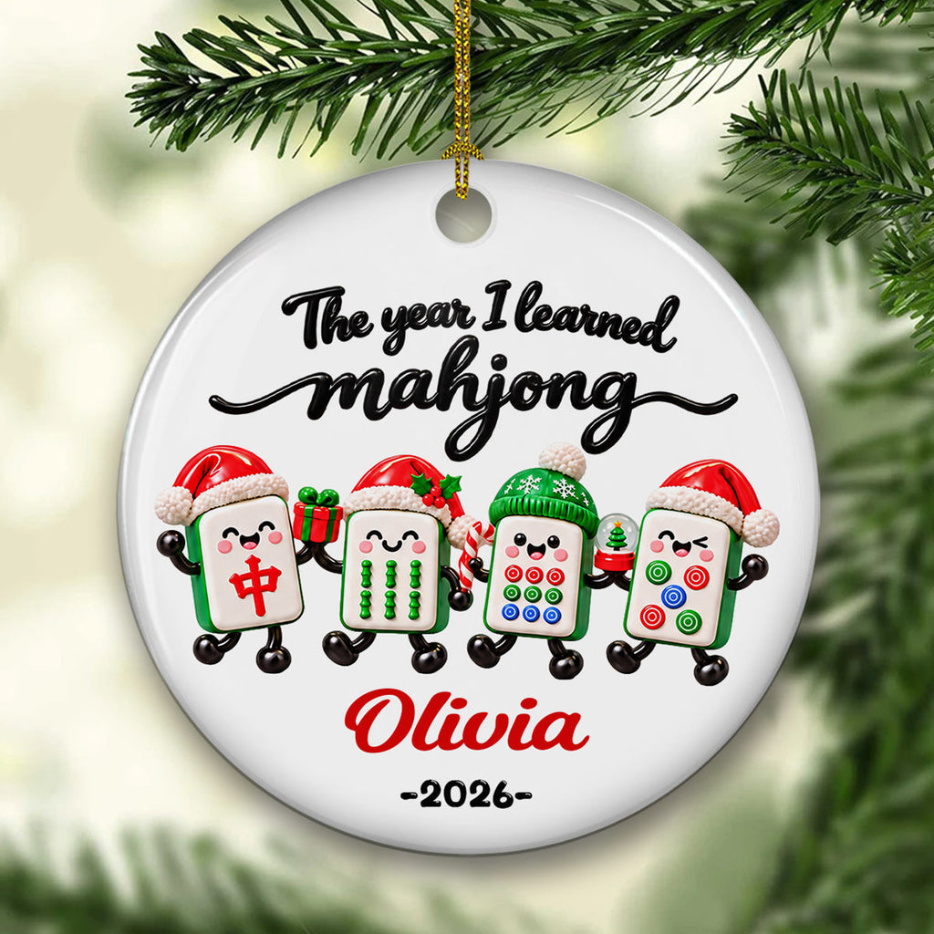 Custom Friendship Christmas Ornament, Best Friend Gift •  A Year Full Of Mahjong - Personalized Ceramic Ornament