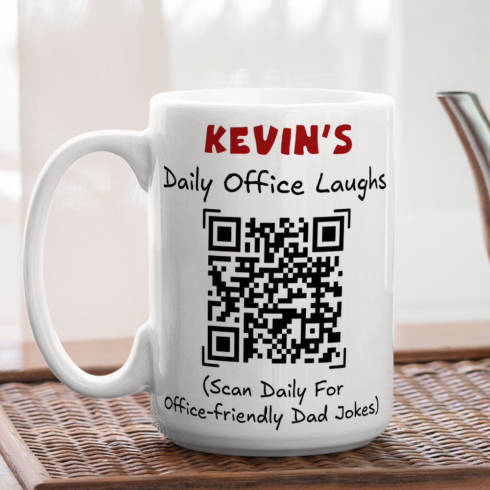 Custom Coworker, Christmas & Birthday Team Appreciation Gift • Scan And Laugh Dad Joke - Personalized Coffee Mug