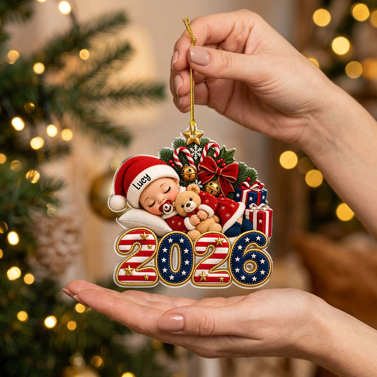Custom Family First Christmas Ornament •  Christmas Dream Baby - Personalized Acrylic Ornament