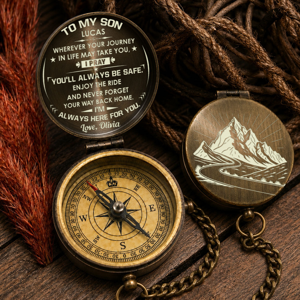 Enjoy The Ride My Son - Personalized Engraved Pocket Compass