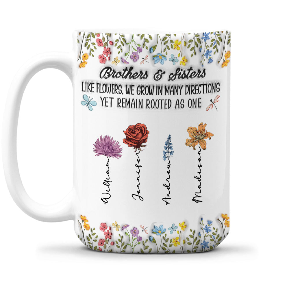 Custom Christmas & Birthday Gift for Brother & Sister • Growing Apart Yet Always Connected - Personalized 3D Inflated Effect Coffee Mug