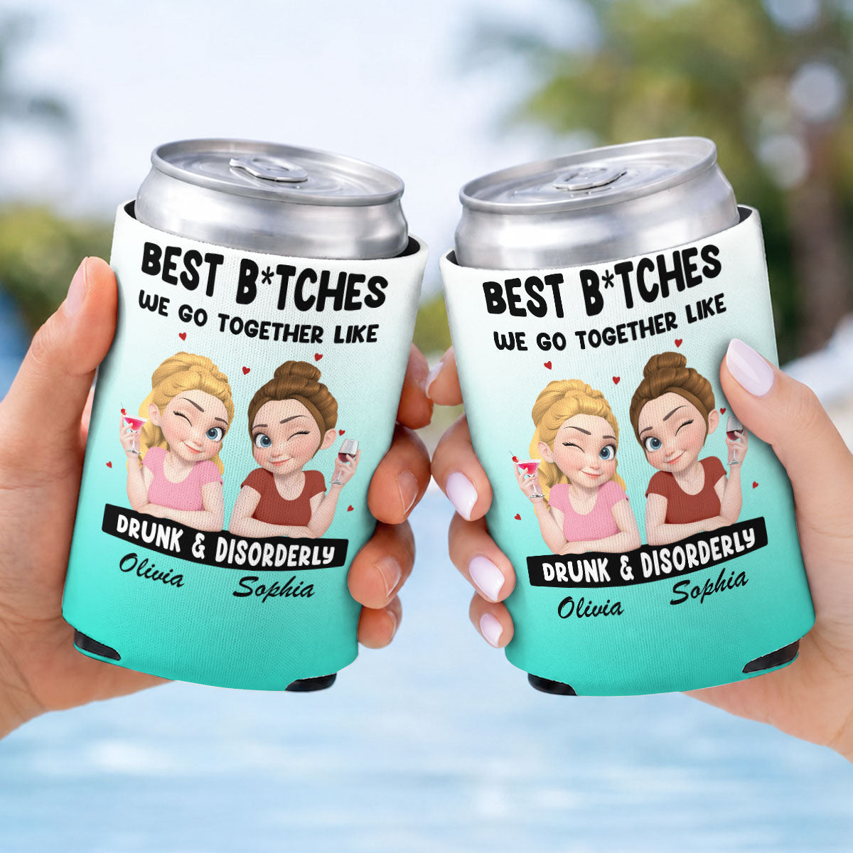 Summer Besties - Personalized Skinny Can Cooler