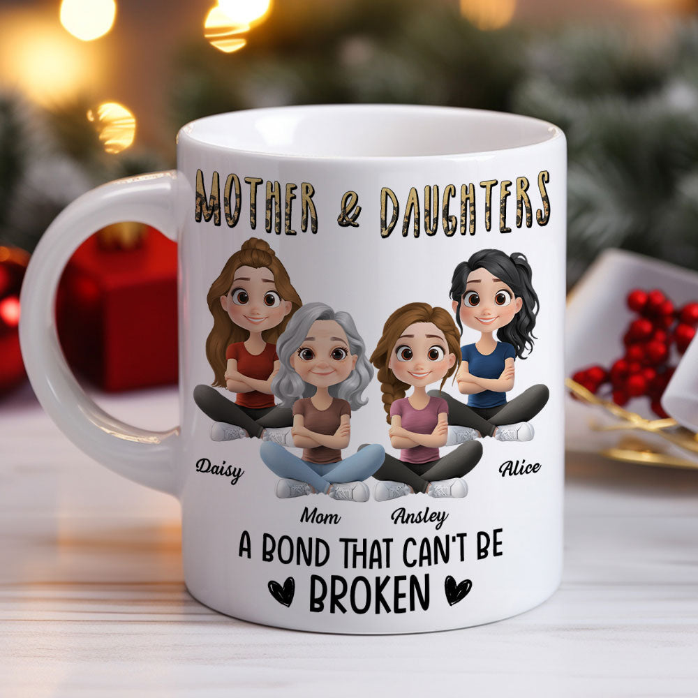 Custom Christmas & Birthday Gift for Daughter • A Bond That Can't Be Broken Cartoon - Personalized Coffee Mug