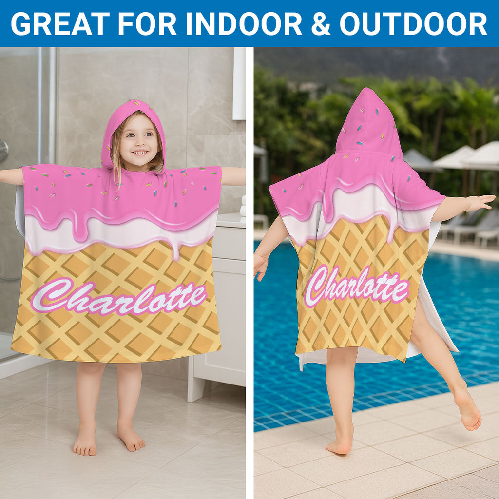 Ice Cream - Personalized Hooded Beach Towel