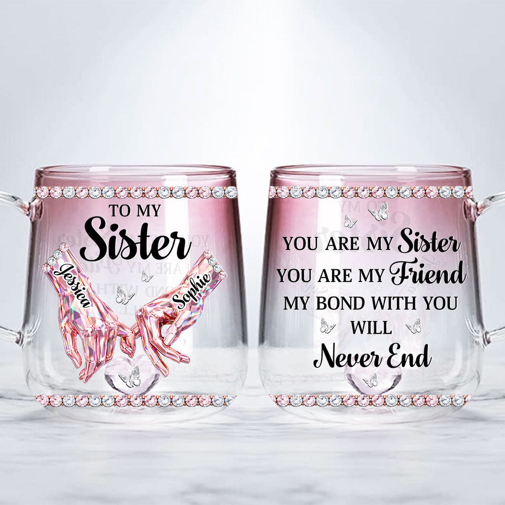 Custom Christmas & Birthday Gift For Sister • Sisters Always Stand Together - Personalized Pink Gradient Glass Mug