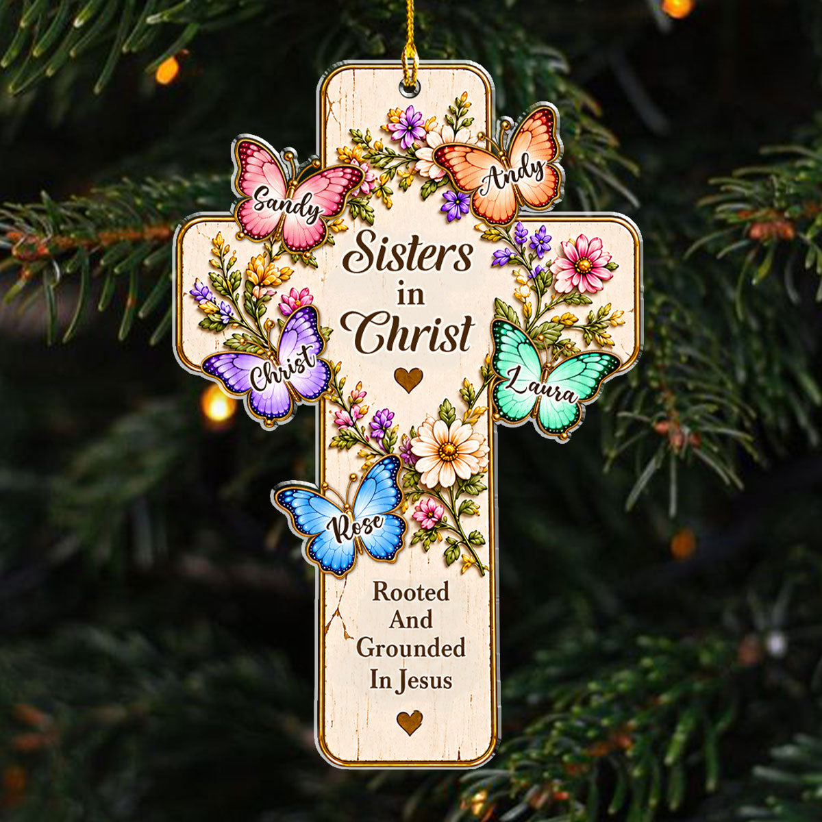 Custom Keepsake Christmas Ornament •  Sisters By Faith - Personalized Acrylic Ornament