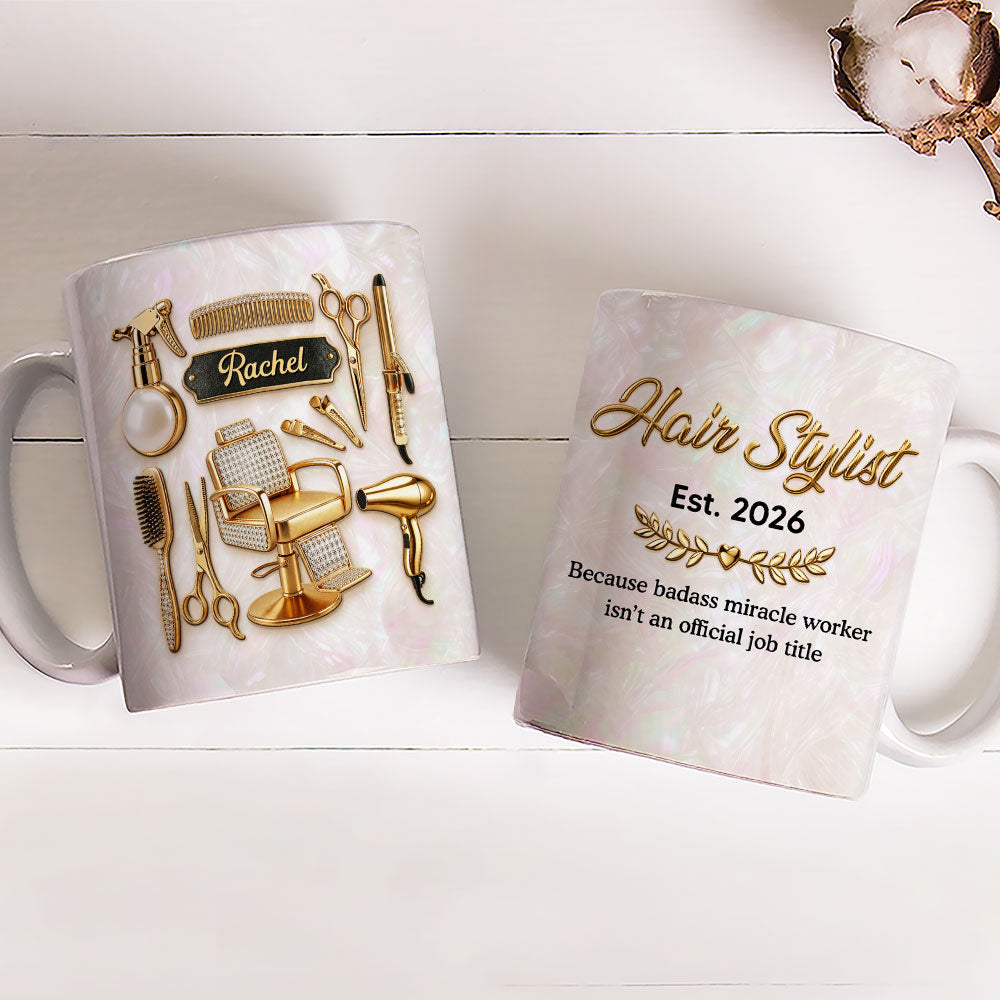 Custom Christmas & Birthday Keepsake Gift • Hair Stylist Miracle Worker - Personalized 3D Inflated Effect Mug
