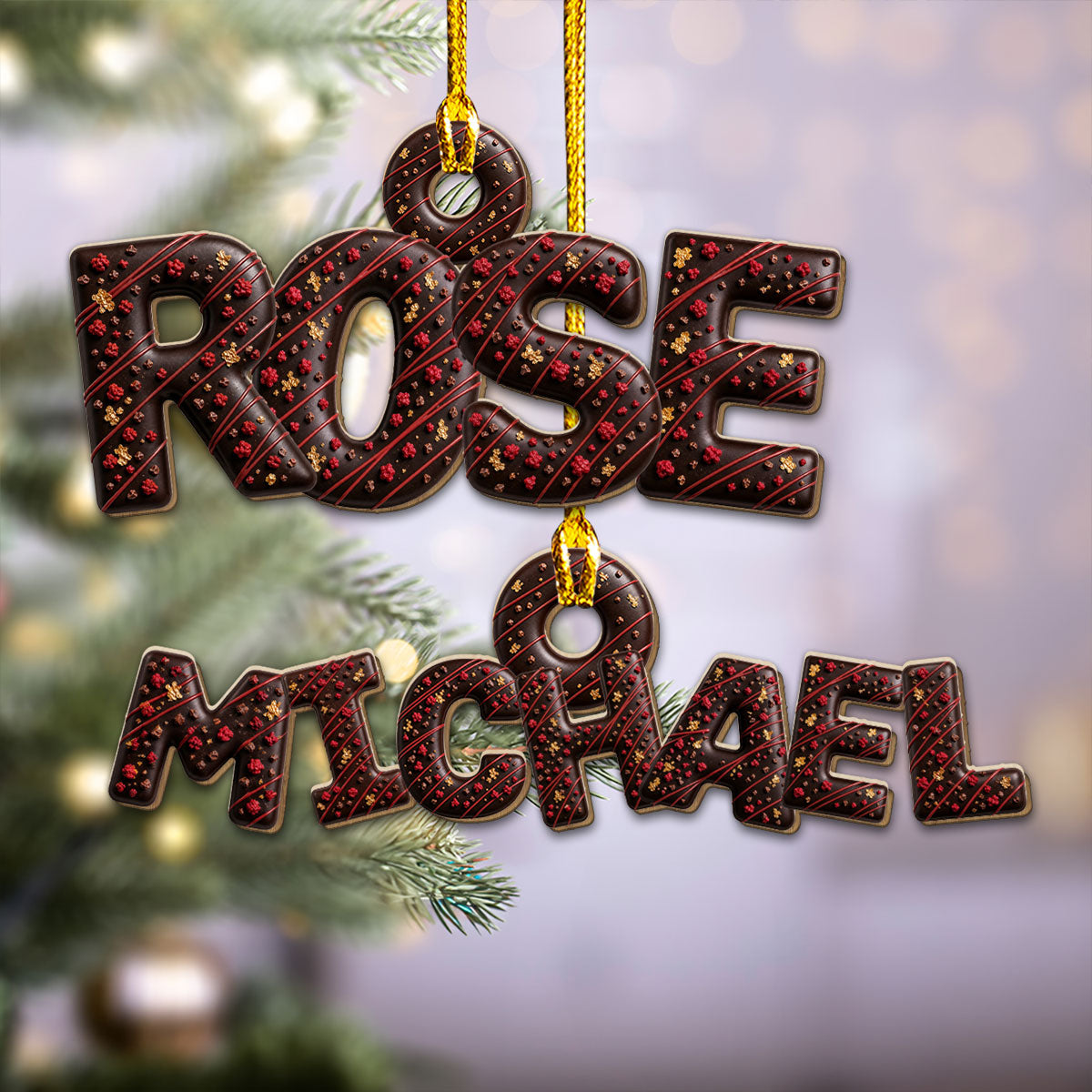 Custom Letter Christmas Ornament & Stocking Tag with Name • Hanging Names - Personalized Wood Ornament