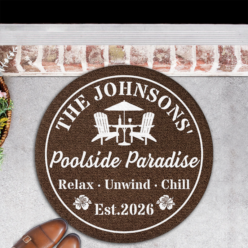 Welcome To Our Backyard Oasis - Personalized Doormat