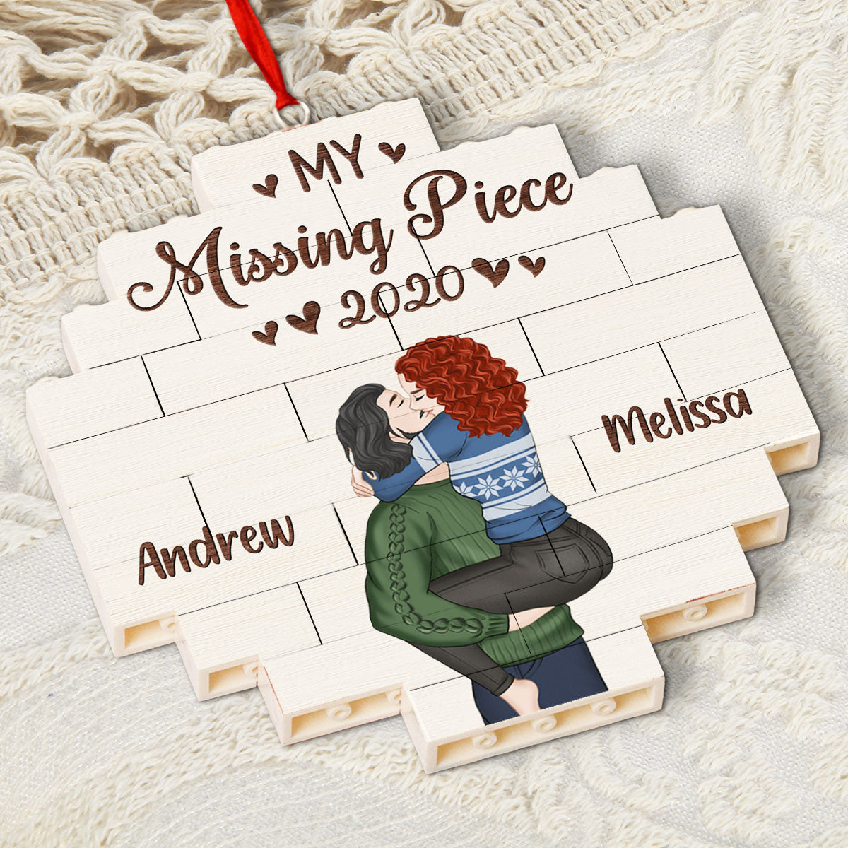 Custom Couple Christmas Ornament, Anniversary Gift •  My love - Personalized Puzzle Ornament