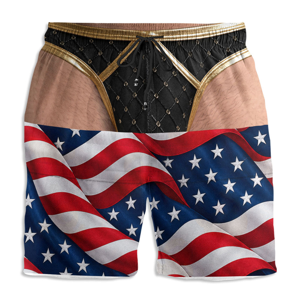 Custom Funny 3D Body Swim Trunks for Men, Birthday Summer Gift • Rear View Revival - Personalized Beach Shorts