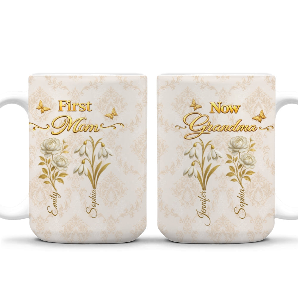 Custom Mother's Day Gift for Mom & Grandma • First Mom Now Grandma Vintage - Personalized Coffee Mug