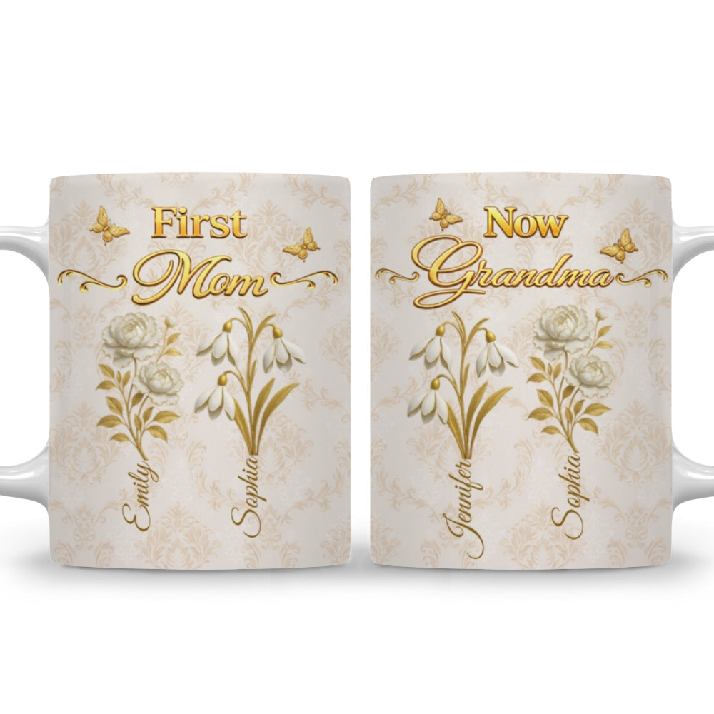 Custom Mother's Day Gift for Mom & Grandma • First Mom Now Grandma Vintage - Personalized Coffee Mug