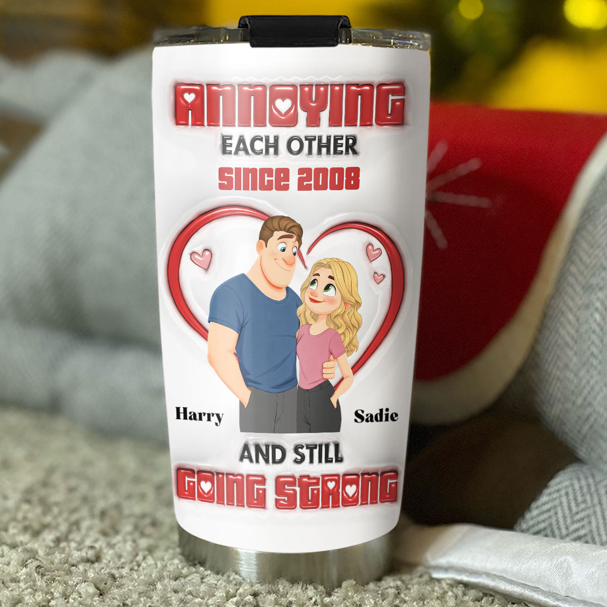 Custom Christmas Anniversary Gifts For Husband • Forever With You - Personalized 3D Inflated Effect Tumbler