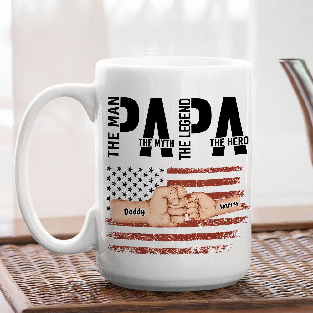 Custom Father's Day, Special Gift for Dad & Grandpa • The Hero - Personalized Coffee Mug
