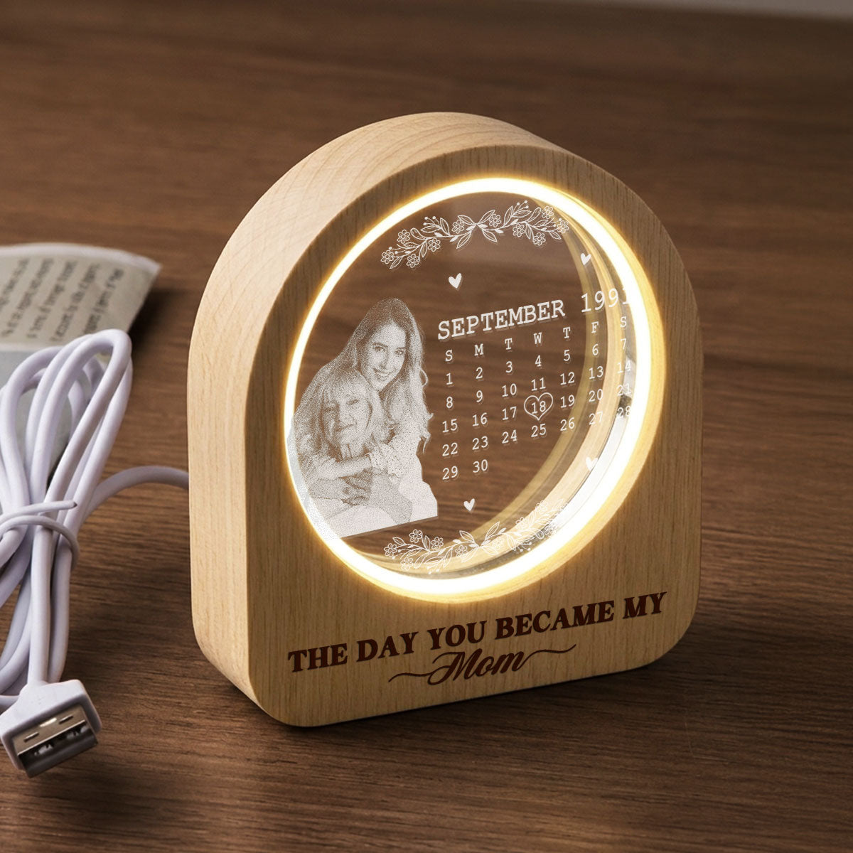 The Day You Became - Personalized 3D Crystal Photo Portrait LED