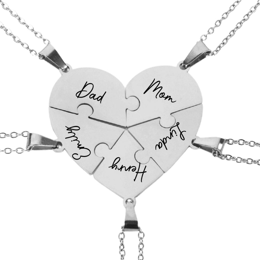 Always Connected By Heart - Personalized Heart Puzzle Necklace