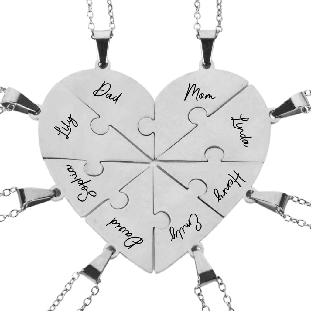 Always Connected By Heart - Personalized Heart Puzzle Necklace