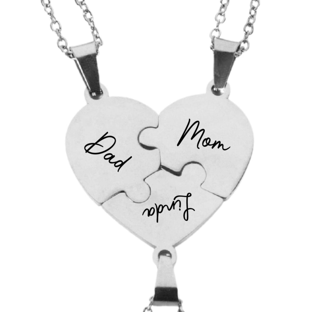 Always Connected By Heart - Personalized Heart Puzzle Necklace