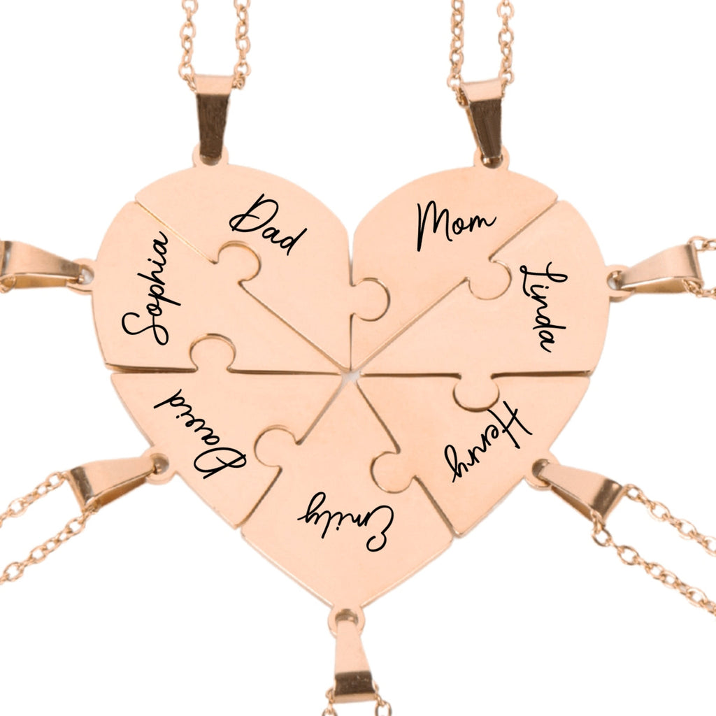 Always Connected By Heart - Personalized Heart Puzzle Necklace