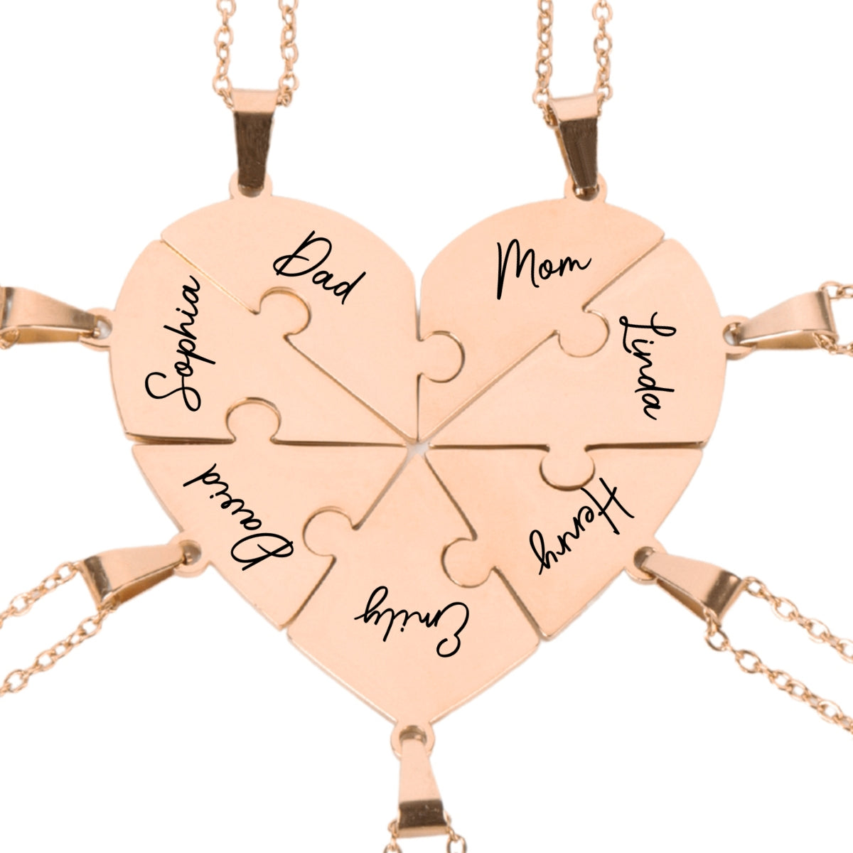 Always Connected By Heart - Personalized Heart Puzzle Necklace