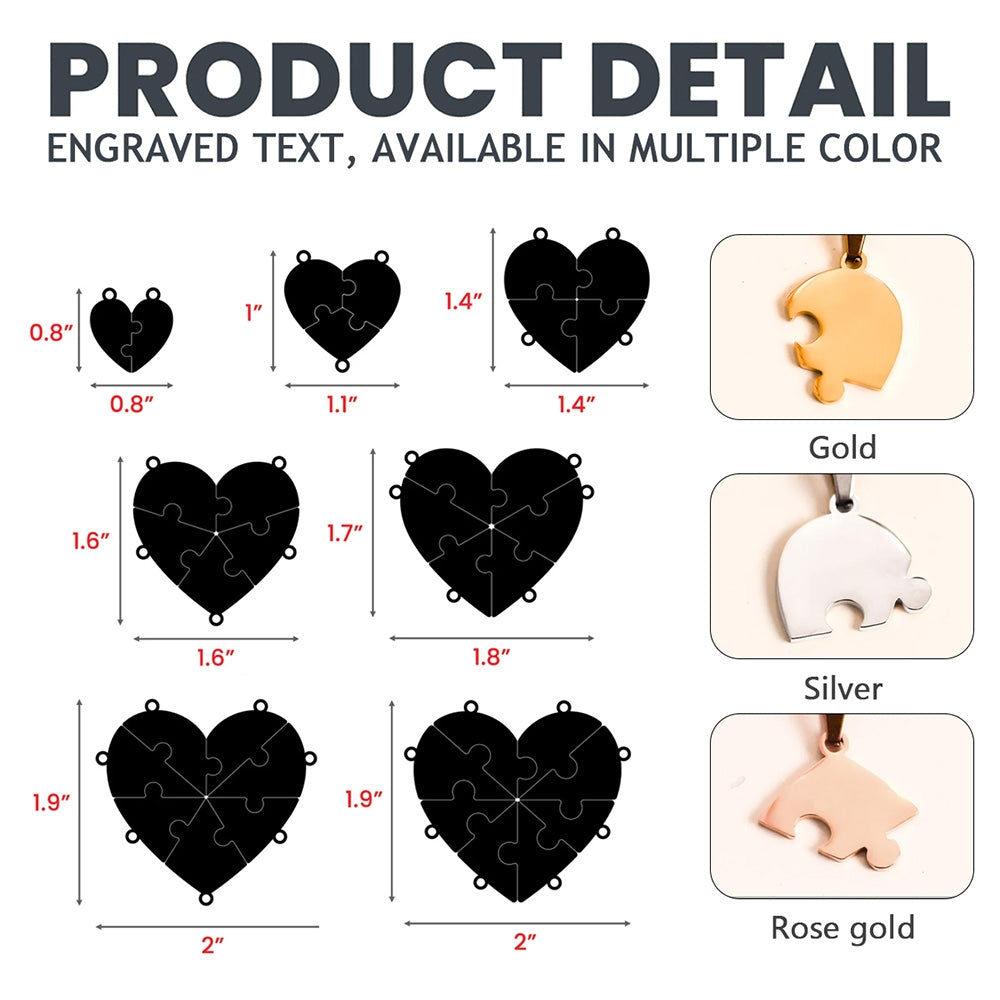 Always Connected By Heart - Personalized Heart Puzzle Necklace