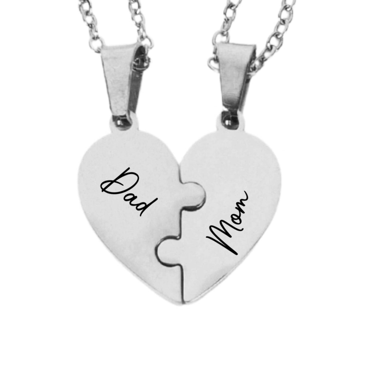 Always Connected By Heart - Personalized Heart Puzzle Necklace