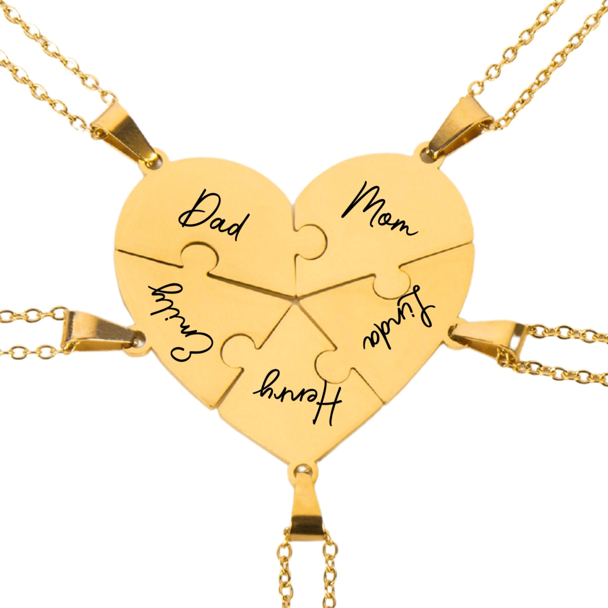 Always Connected By Heart - Personalized Heart Puzzle Necklace