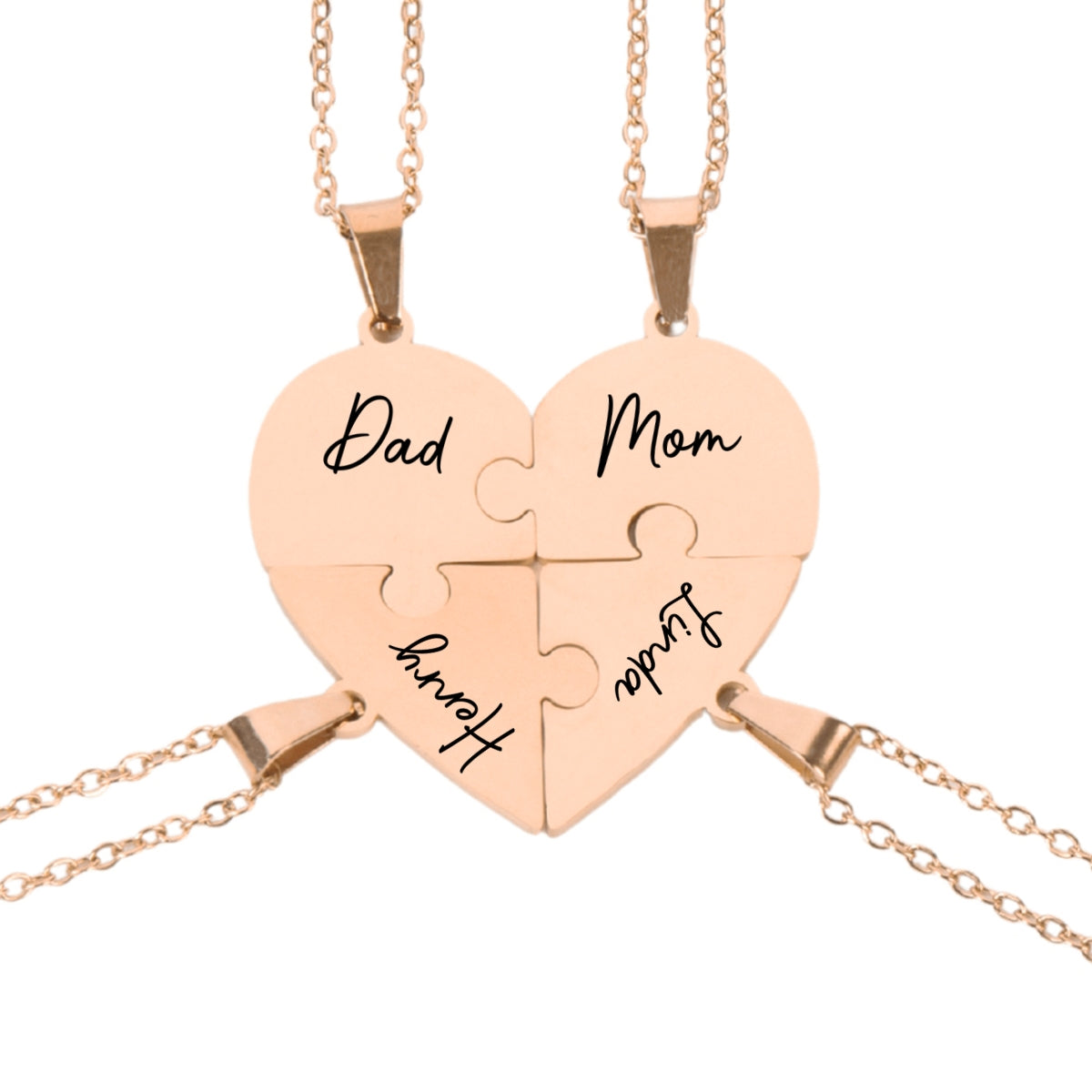 Always Connected By Heart - Personalized Heart Puzzle Necklace